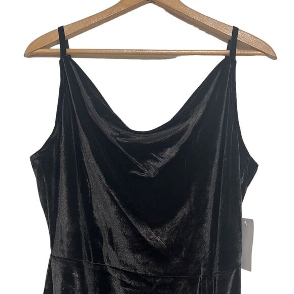 Joyfolie Dress Size XL Velvet Velour Charcoal Handkerchief Neck Cinched Side NEW - Picture 2 of 10